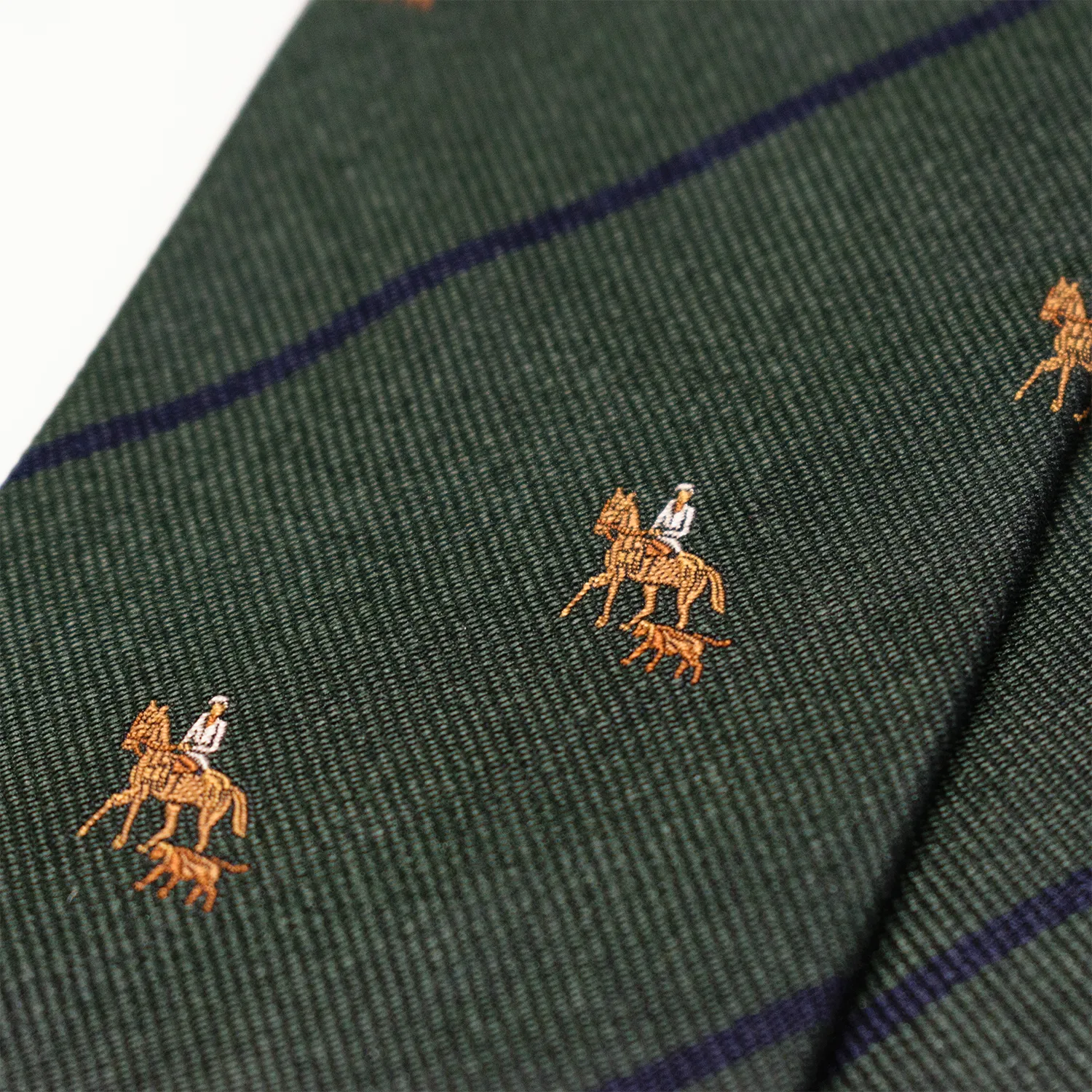 Green / Navy Horse & Hound Club Tie sold by Morris and King product image thumbnail 2
