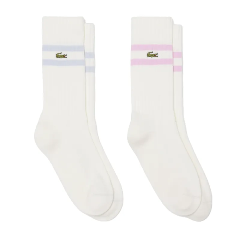Bleu Clair / Rose Stripe Socks (2 Pack) made by Lacoste