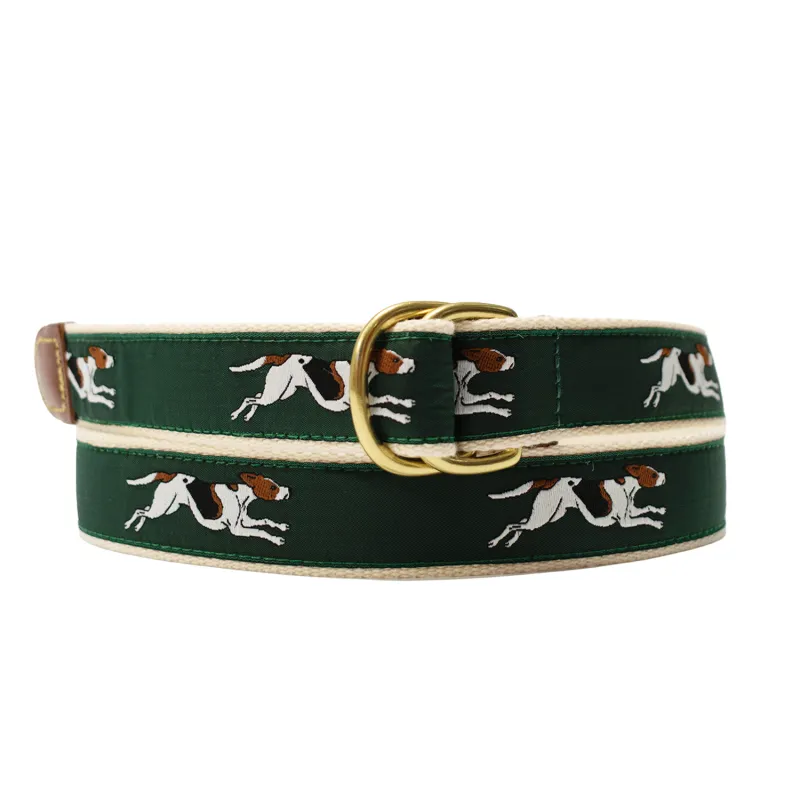 Natural Hunting Hound D-Ring Belt made by Morris and King