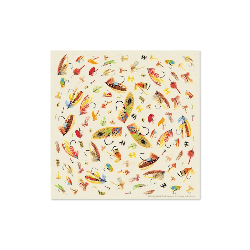 Cream Fly Fishing Flies Bandana made by Morris and King