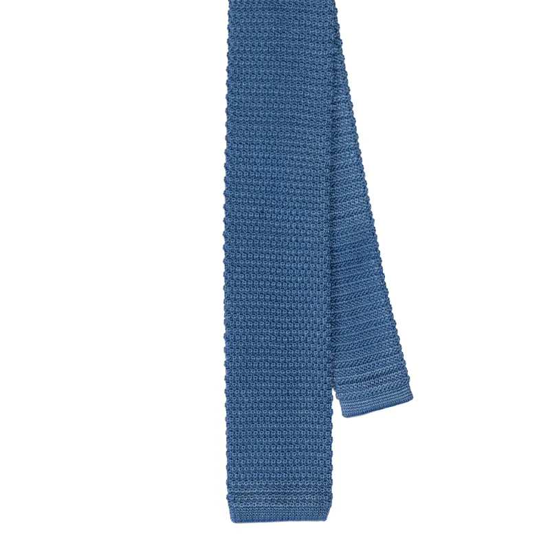 Blue Silk Knit Tie made by Morris and King