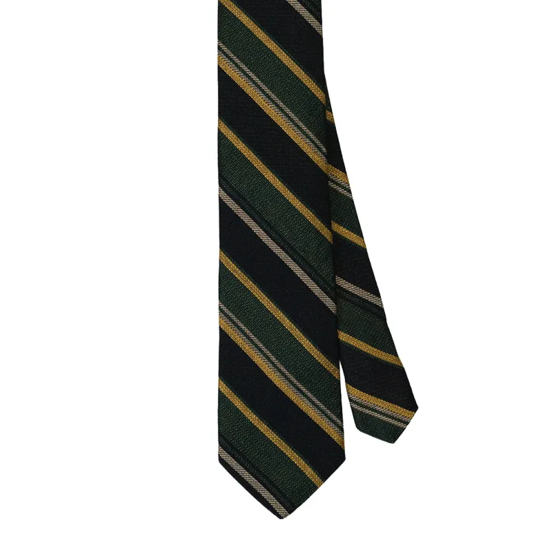 Green Woven Stripe Tie made by Morris and King