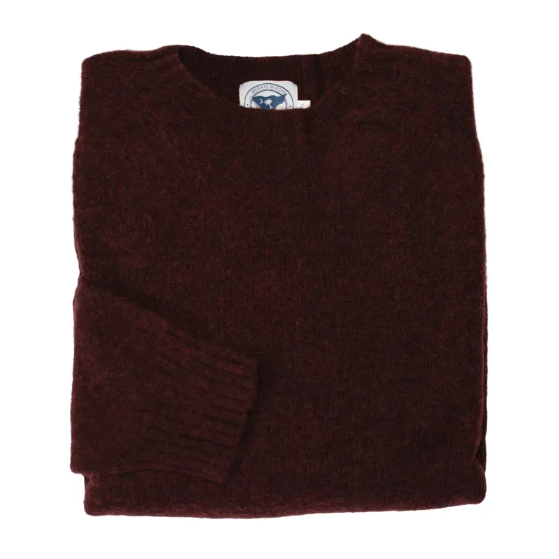 Beetroot Brushed Scottish Shetland Wool Sweater made by Morris and King