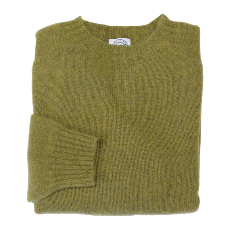 Lichen Brushed Scottish Shetland Wool Sweater made by Morris and King