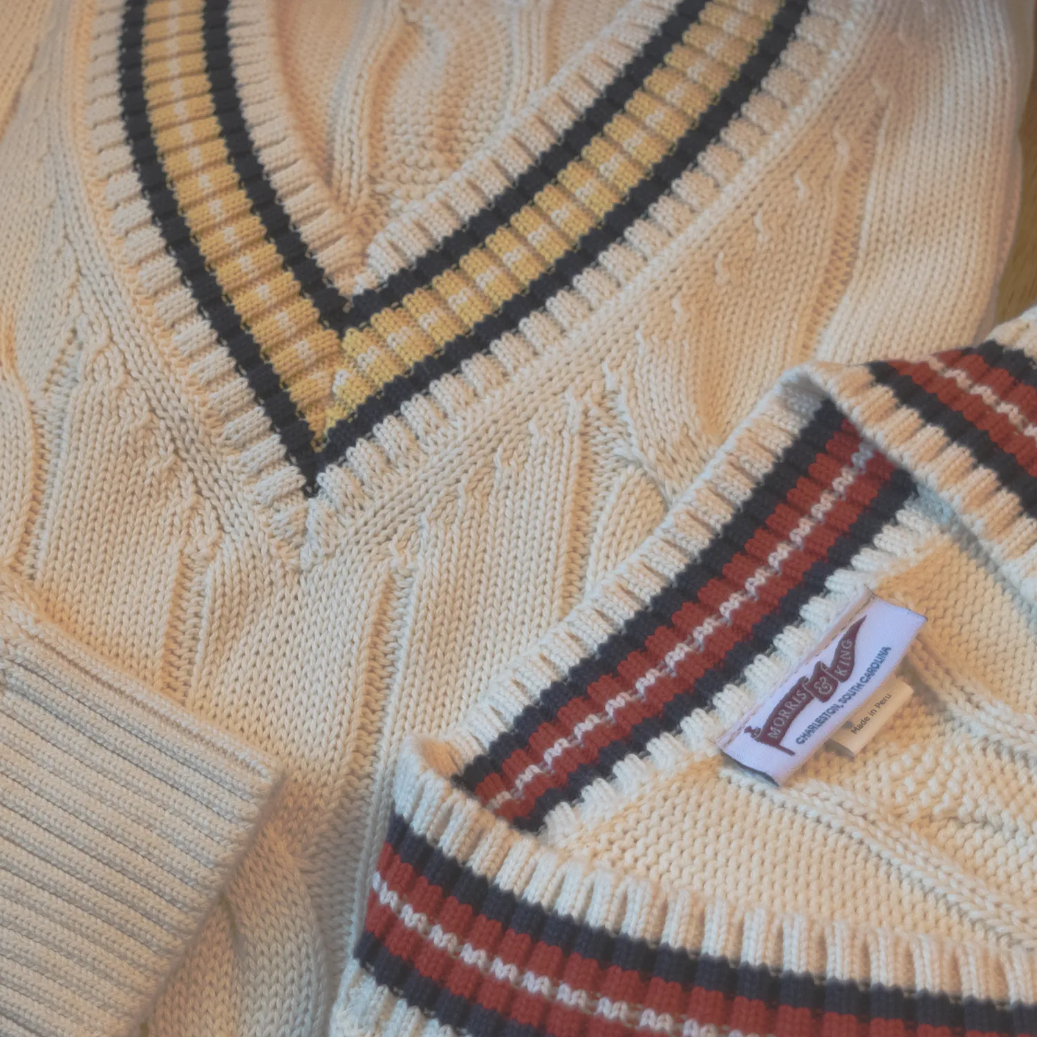 Cream / Navy / Yellow Classic Cricket Sweater sold by Morris and King product image thumbnail 3