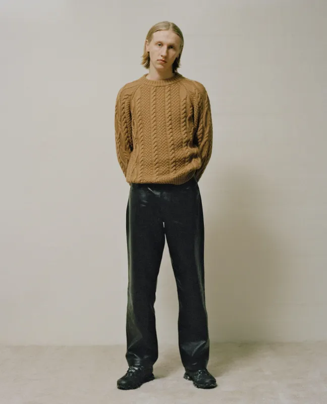 CABLE KNIT . LIGHT BROWN made by Sunflower