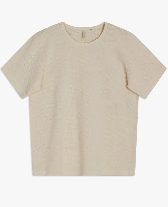 MESH CREW TEE . OFF WHITE sold by Sunflower