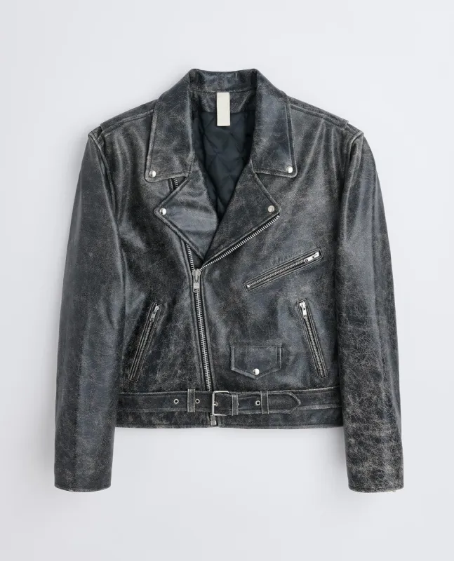 BIKER JACKET . WASHED BLACK sold by Sunflower