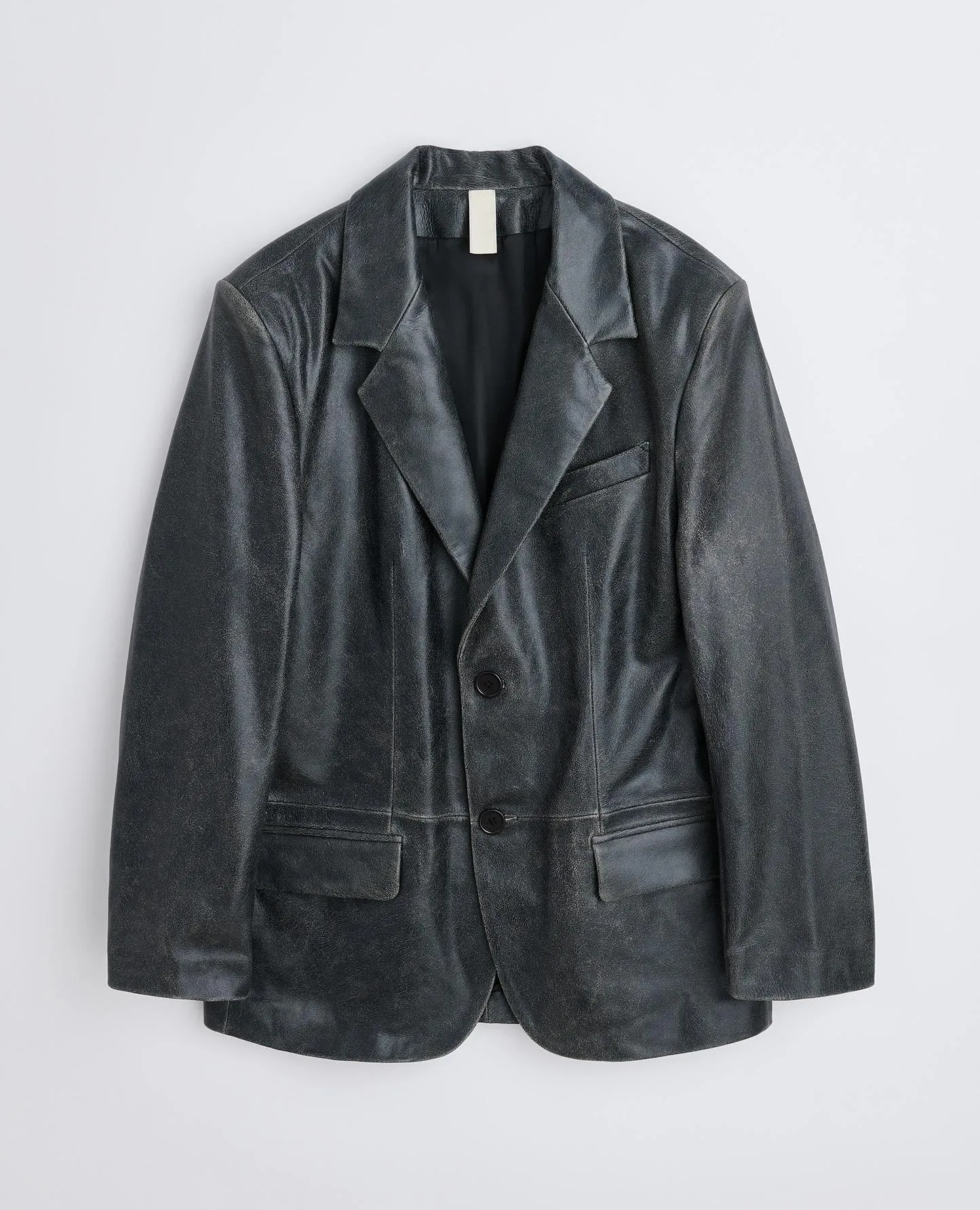 LEATHER BLAZER . WASHED BLACK sold by Sunflower