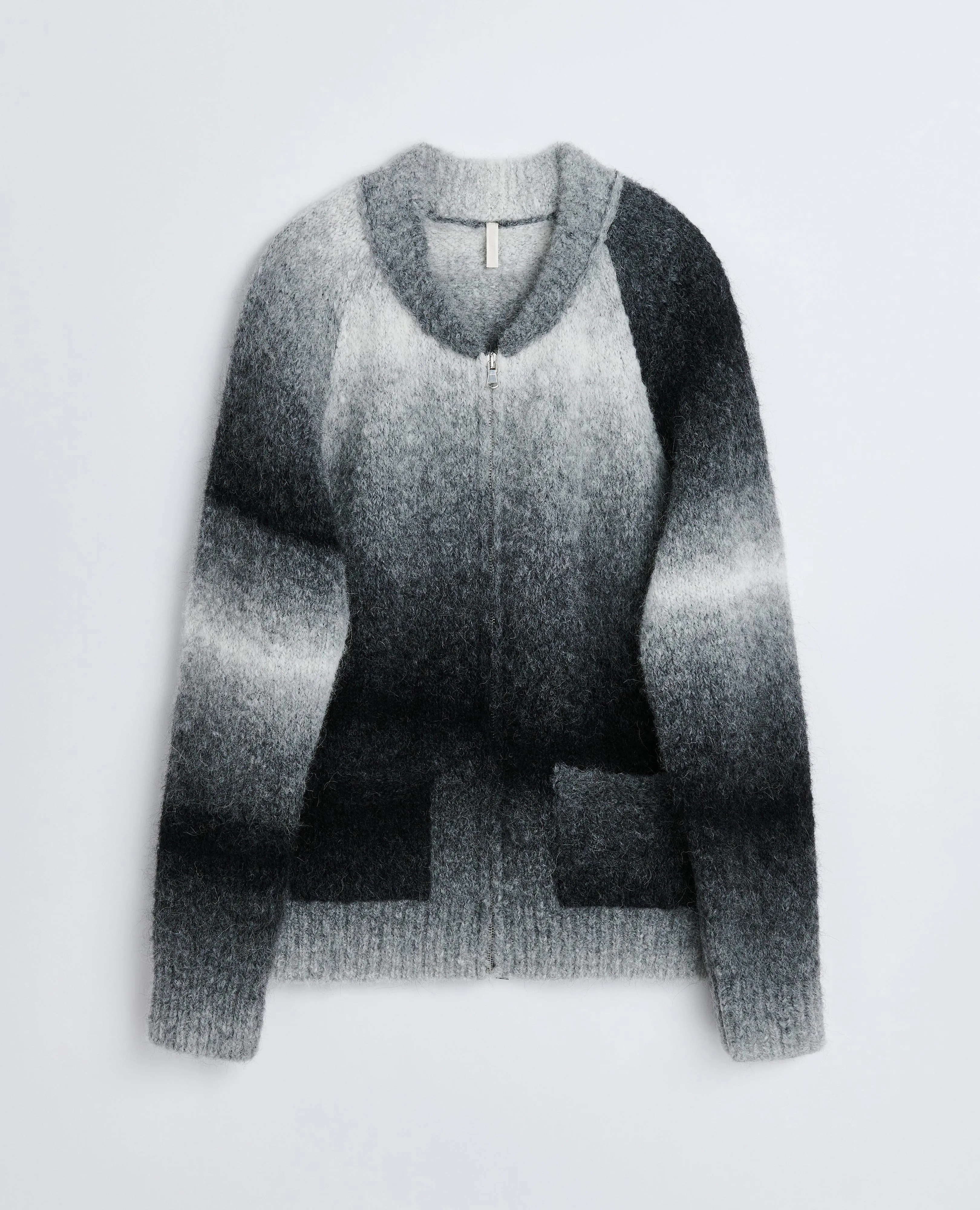 OMBRE ZIP CARDIGAN . BLACK sold by Sunflower