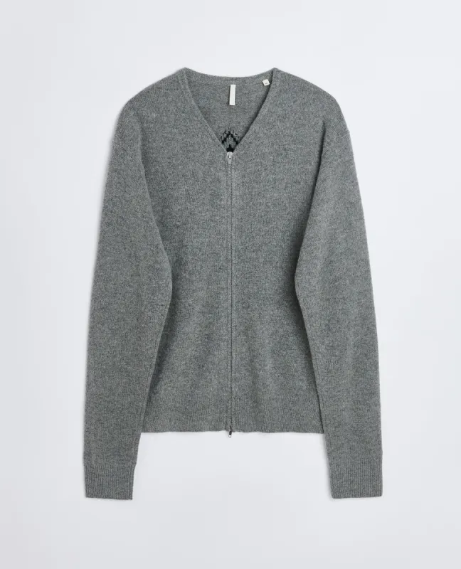 MOVIE ZIP CARDIGAN . GREY MELANGE made by Sunflower