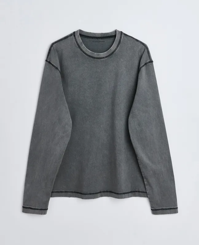 CONTRAST TEE LS . WASHED BLACK sold by Sunflower