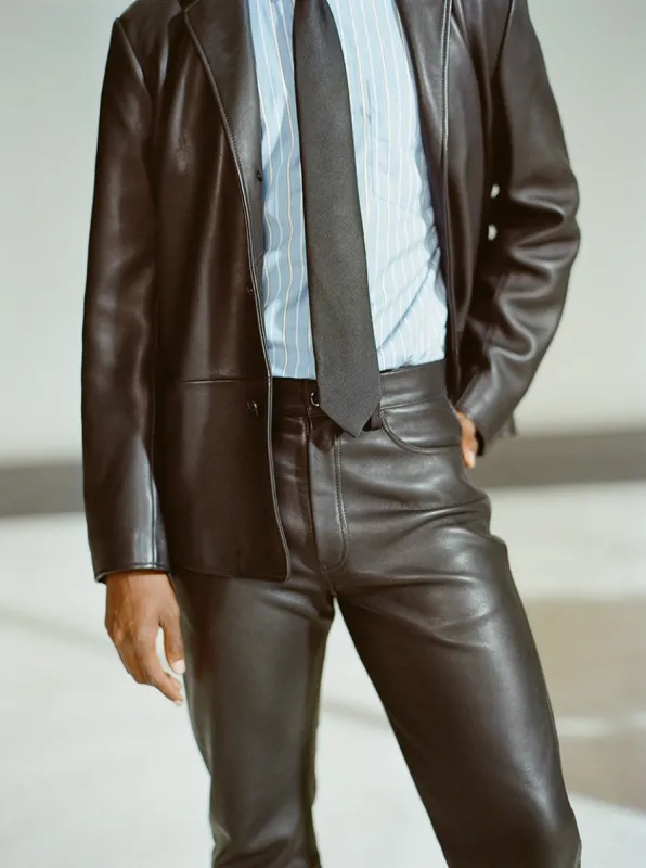 SHORT LEATHER BLAZER made by Sunflower