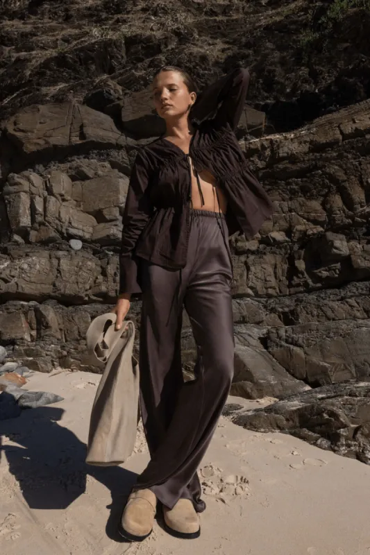 The Vahla Silk Pant | Cocoa sold by The Bali Tailor