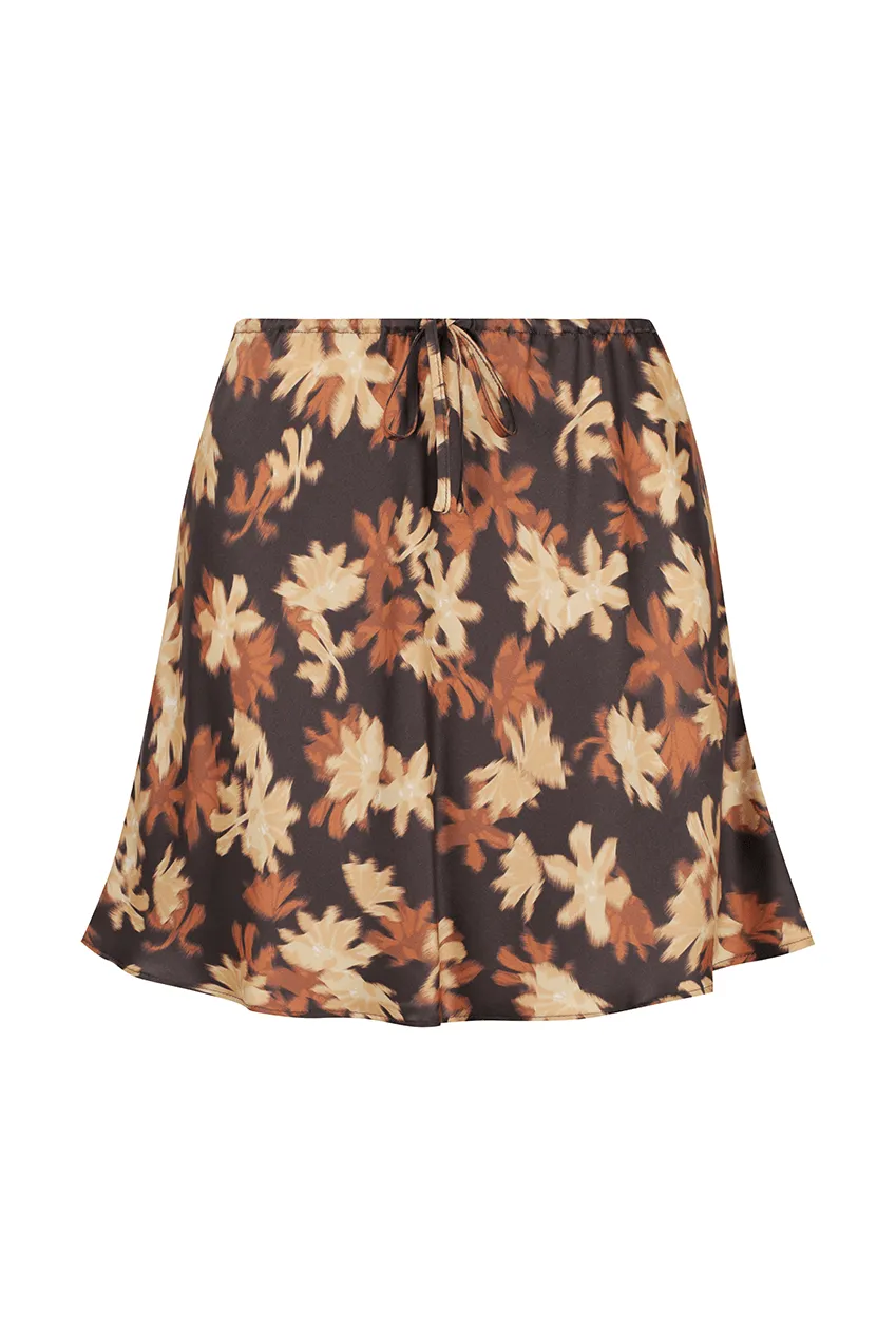 The Elka Mini Skirt | Choc Creme Floral sold by The Bali Tailor product image thumbnail 2