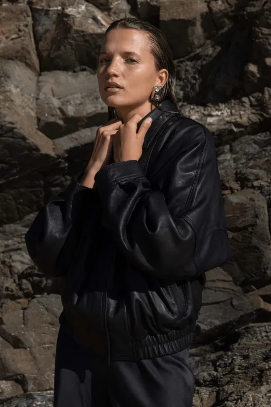 The Aaki Bomber Jacket | Black sold by The Bali Tailor