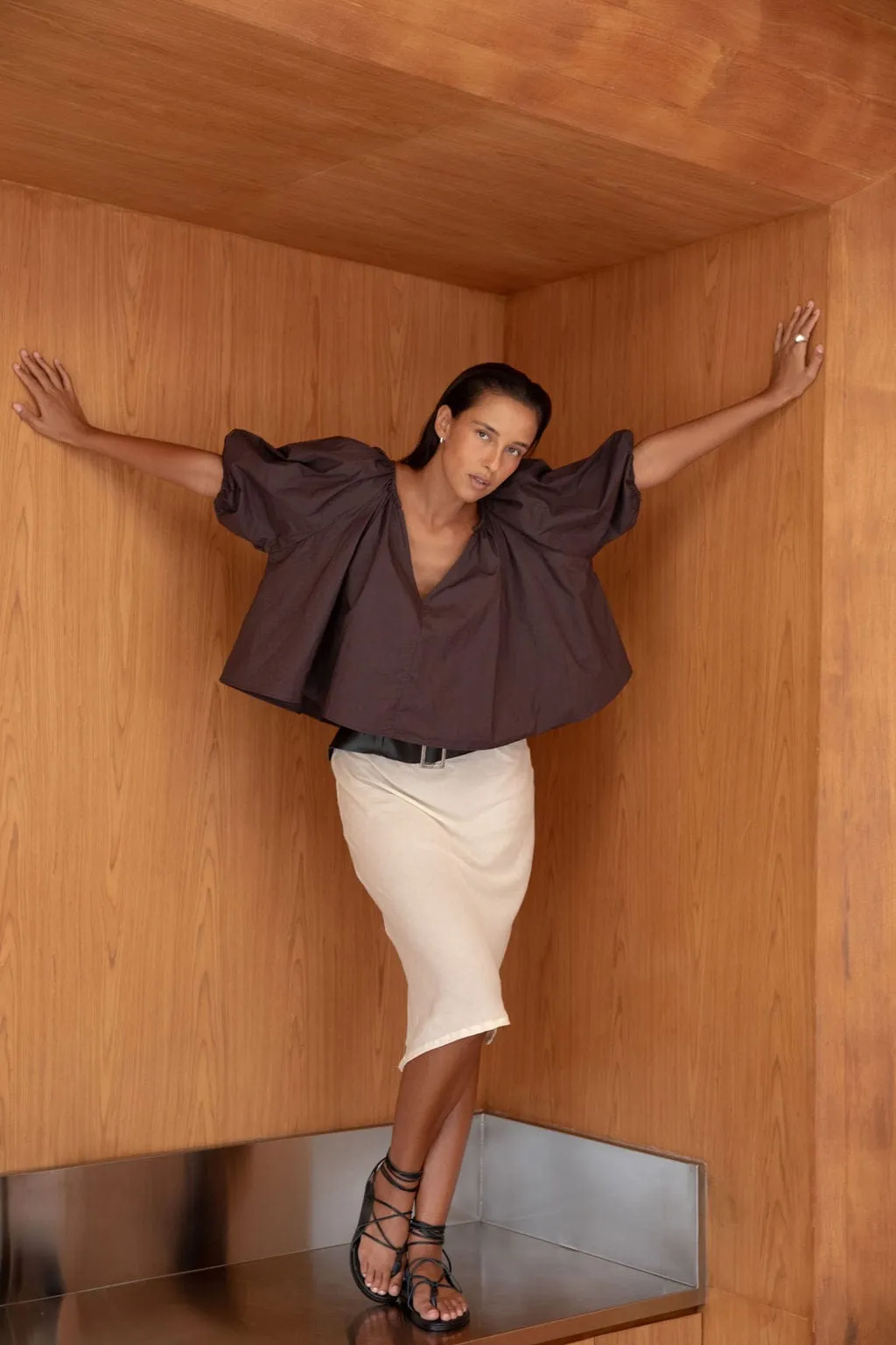 The Blair Blouse | Cocoa sold by The Bali Tailor product image thumbnail 2