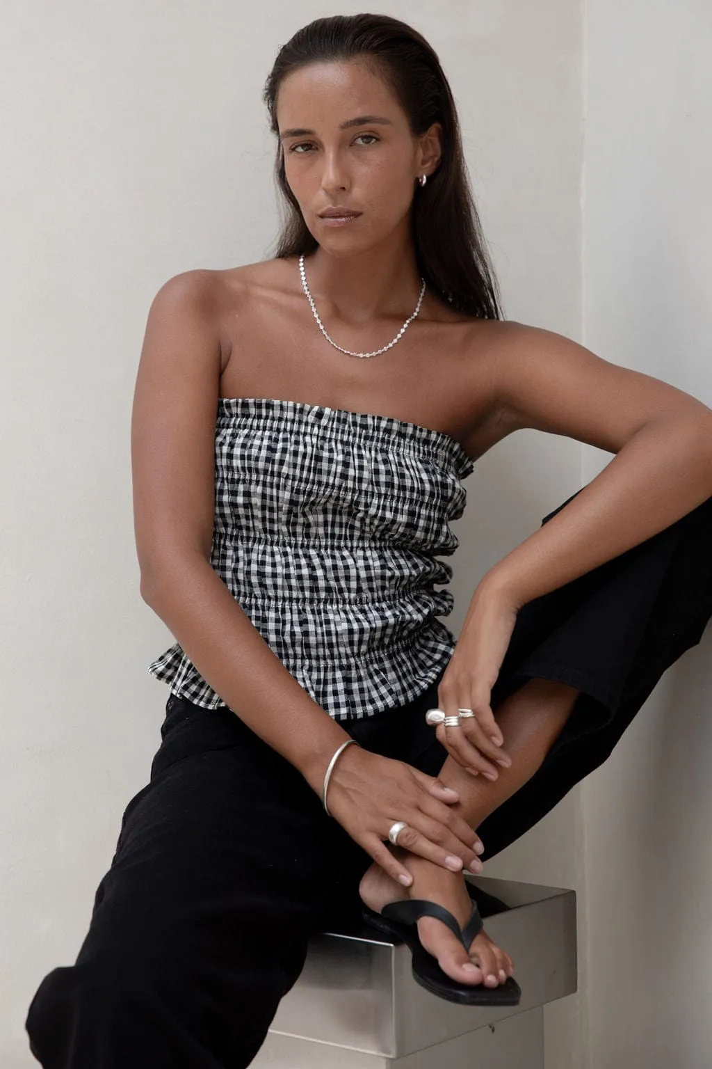 The Maie Tube Top | Gingham sold by The Bali Tailor