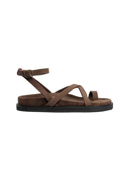 The Slim Leni Sandal | Cocoa Suede sold by The Bali Tailor