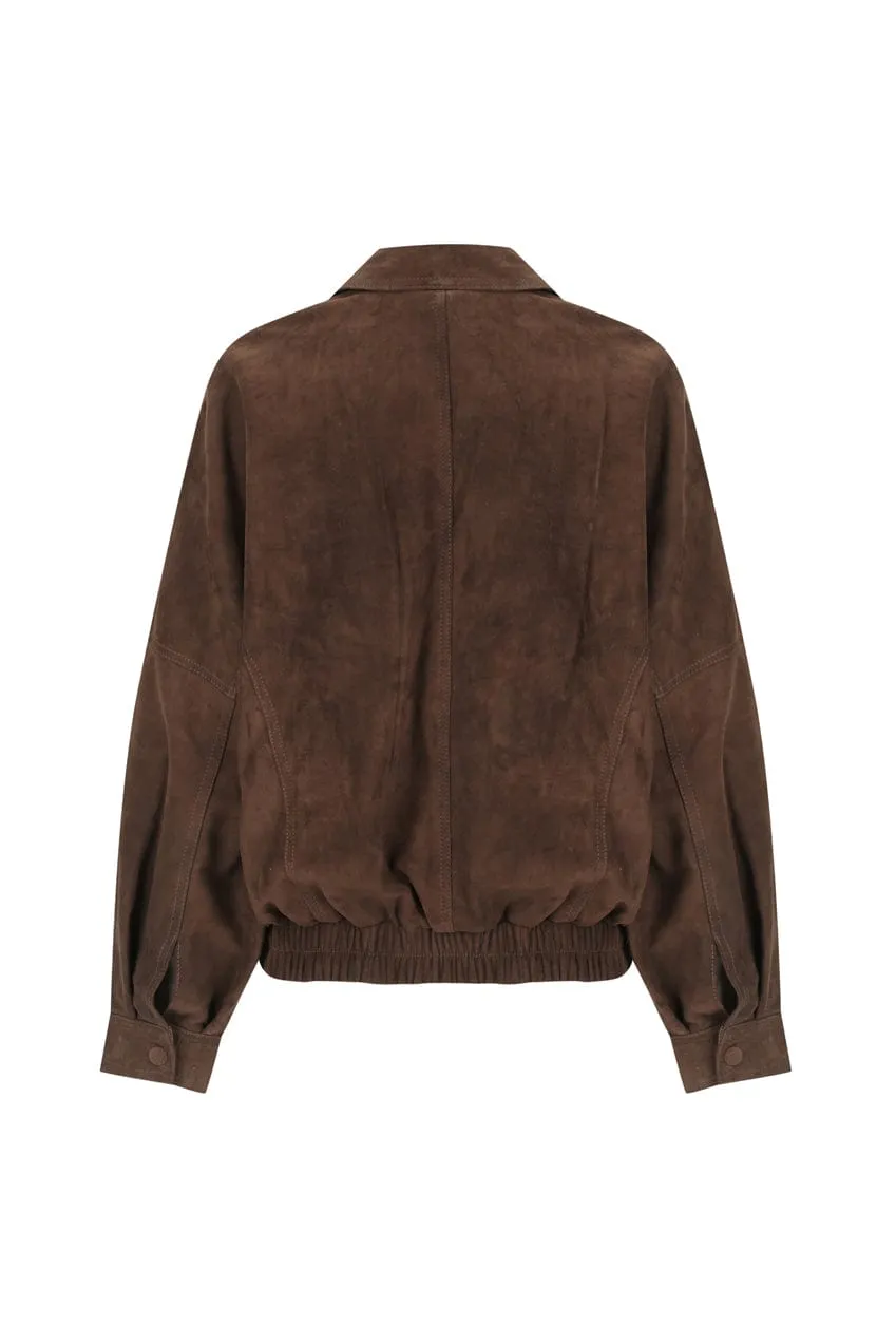 The Aaki Bomber Jacket | Cocoa Suede sold by The Bali Tailor product image thumbnail 2