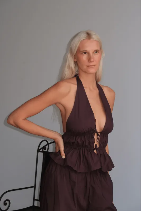 The Franz Halter Top | Cocoa sold by The Bali Tailor