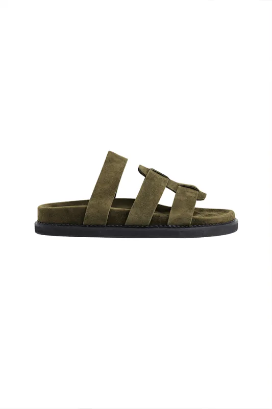 The Watson Slide | Olive Suede sold by The Bali Tailor
