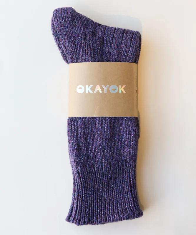 Thick Cotton Socks | Purple Glitter sold by OKAYOK