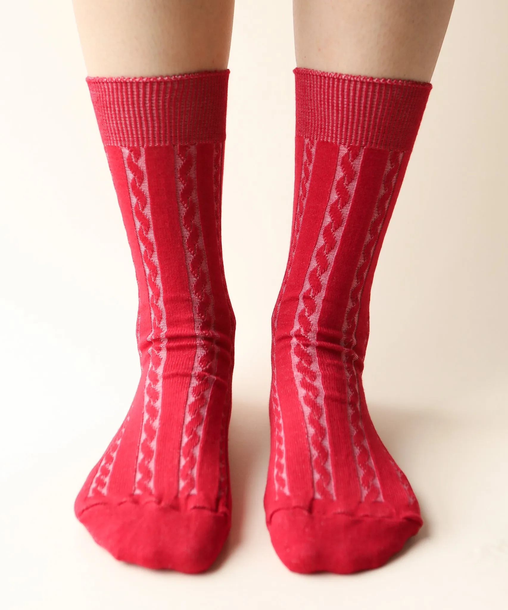 Cable Cotton Dress Socks | Candy Cane sold by OKAYOK product image thumbnail 4