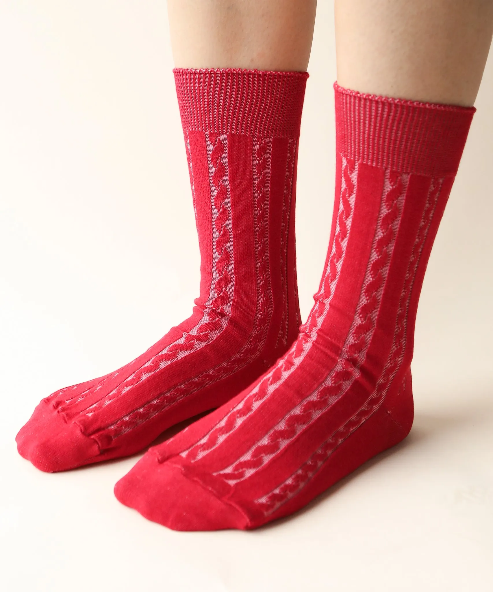 Cable Cotton Dress Socks | Candy Cane sold by OKAYOK