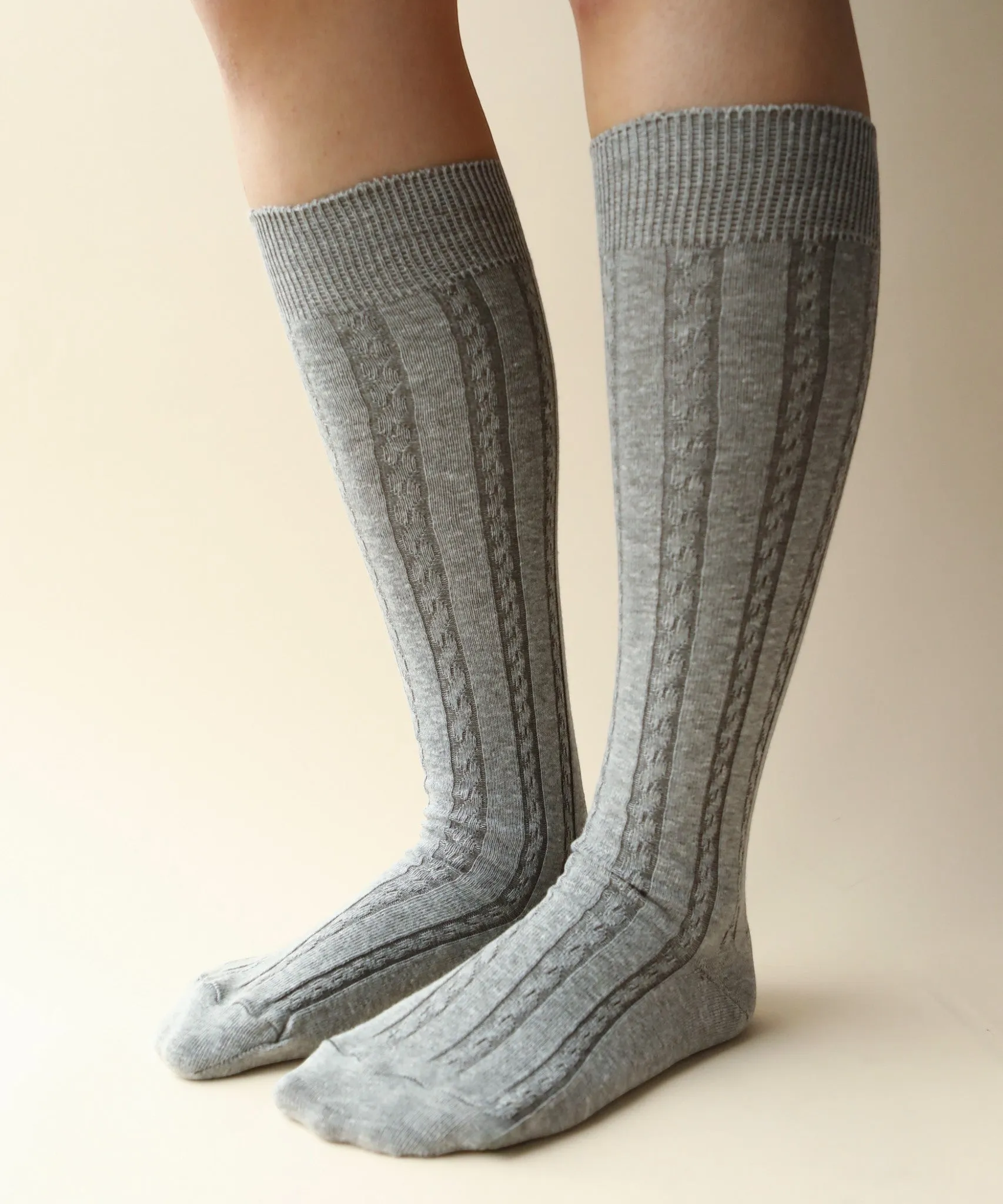 Cable Cotton Knee Highs | Granite Grey sold by OKAYOK product image thumbnail 3