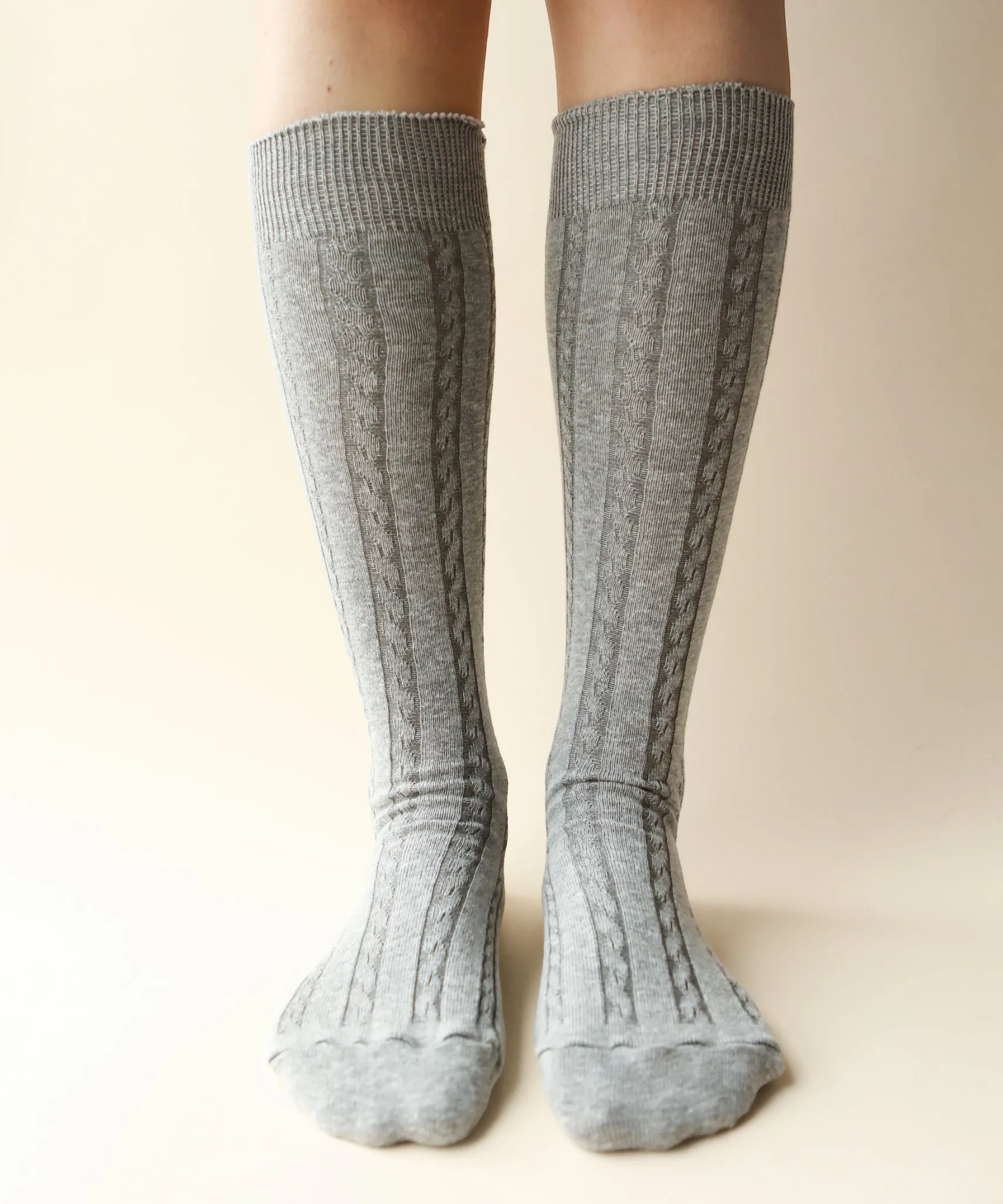 Cable Cotton Knee Highs | Granite Grey sold by OKAYOK product image thumbnail 2