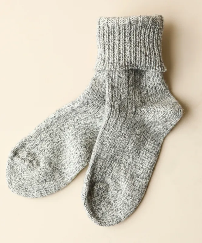 Thick Wool & Cotton Socks | Light Ash sold by OKAYOK