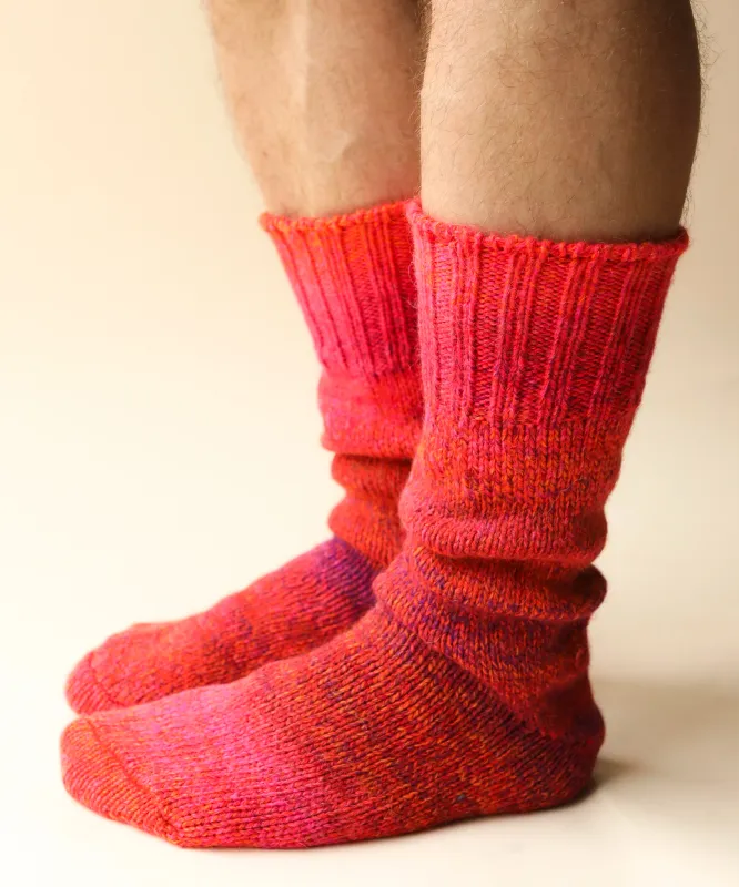Thick Variegated Socks | Pomegranate sold by OKAYOK