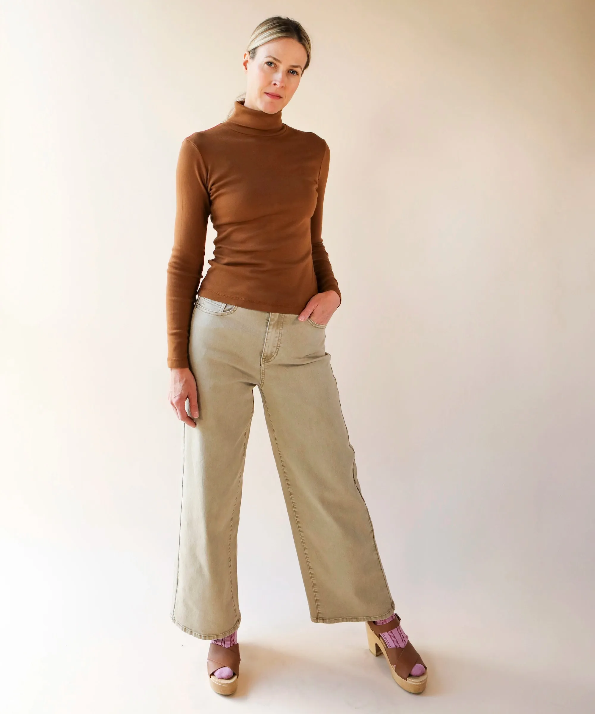 Cotton Rib Turtleneck | Sepia sold by OKAYOK product image thumbnail 5