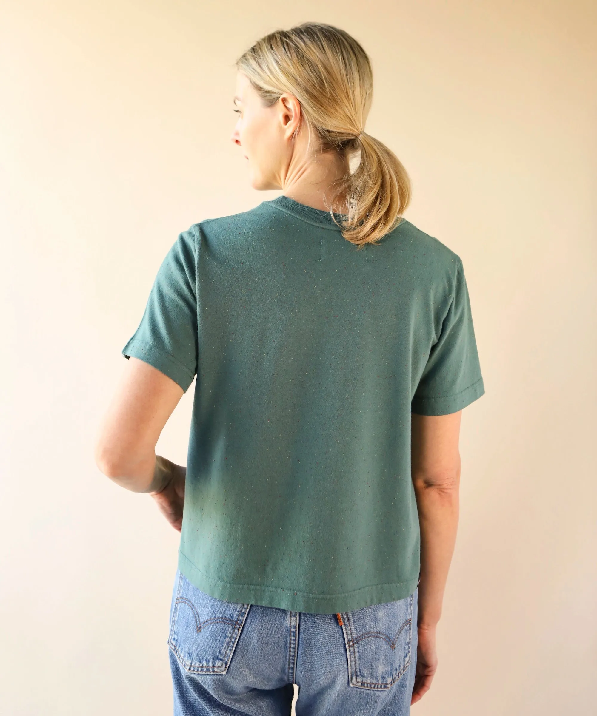 Boxy Cotton Fleck Tshirt | Blue Spruce sold by OKAYOK product image thumbnail 5
