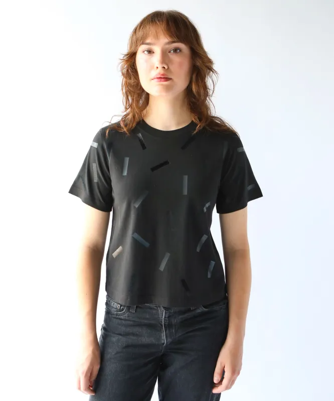 Confetti Boxy TShirt | Black on Black sold by OKAYOK