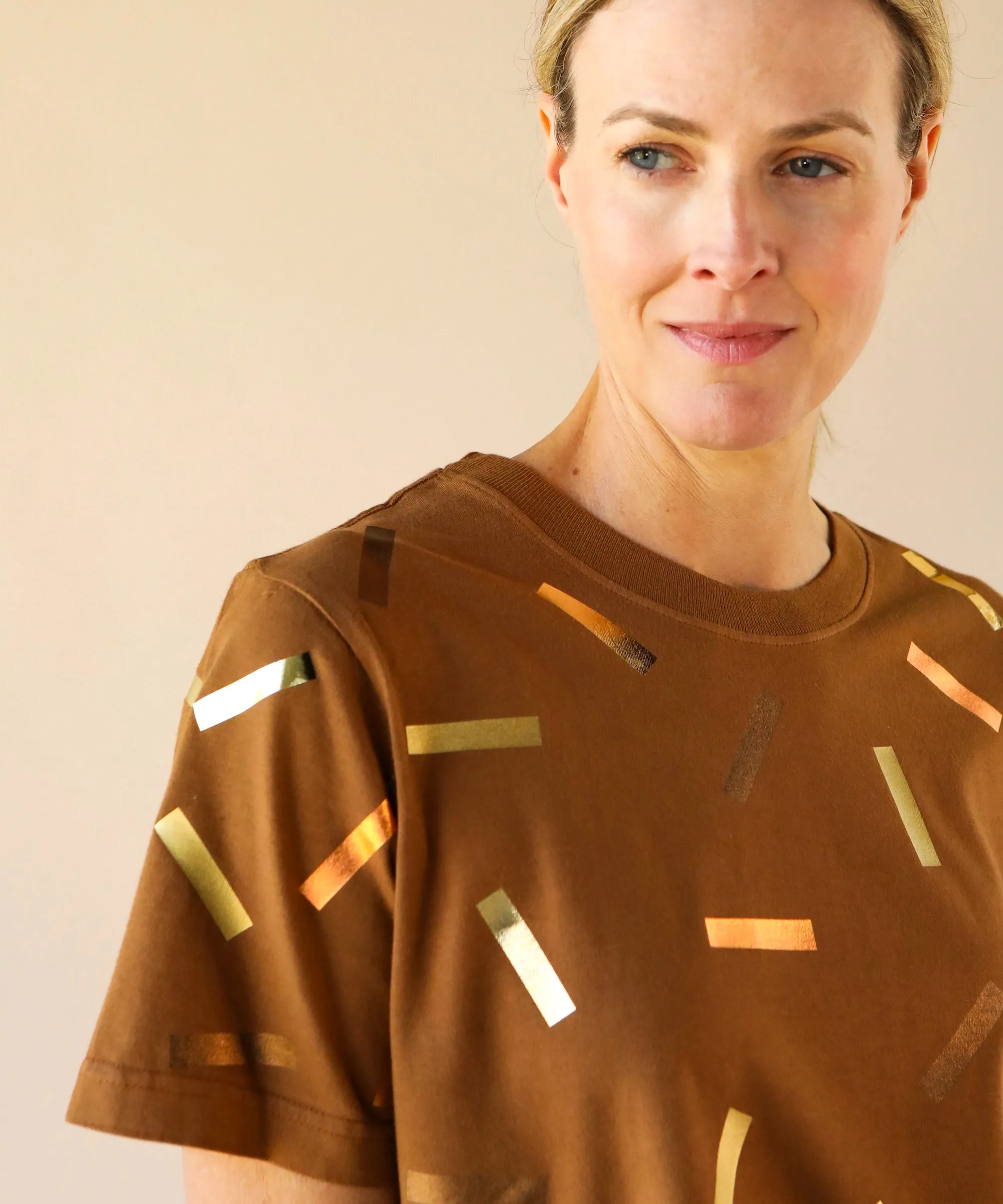 Confetti Boxy TShirt | Golden Sepia sold by OKAYOK product image thumbnail 3