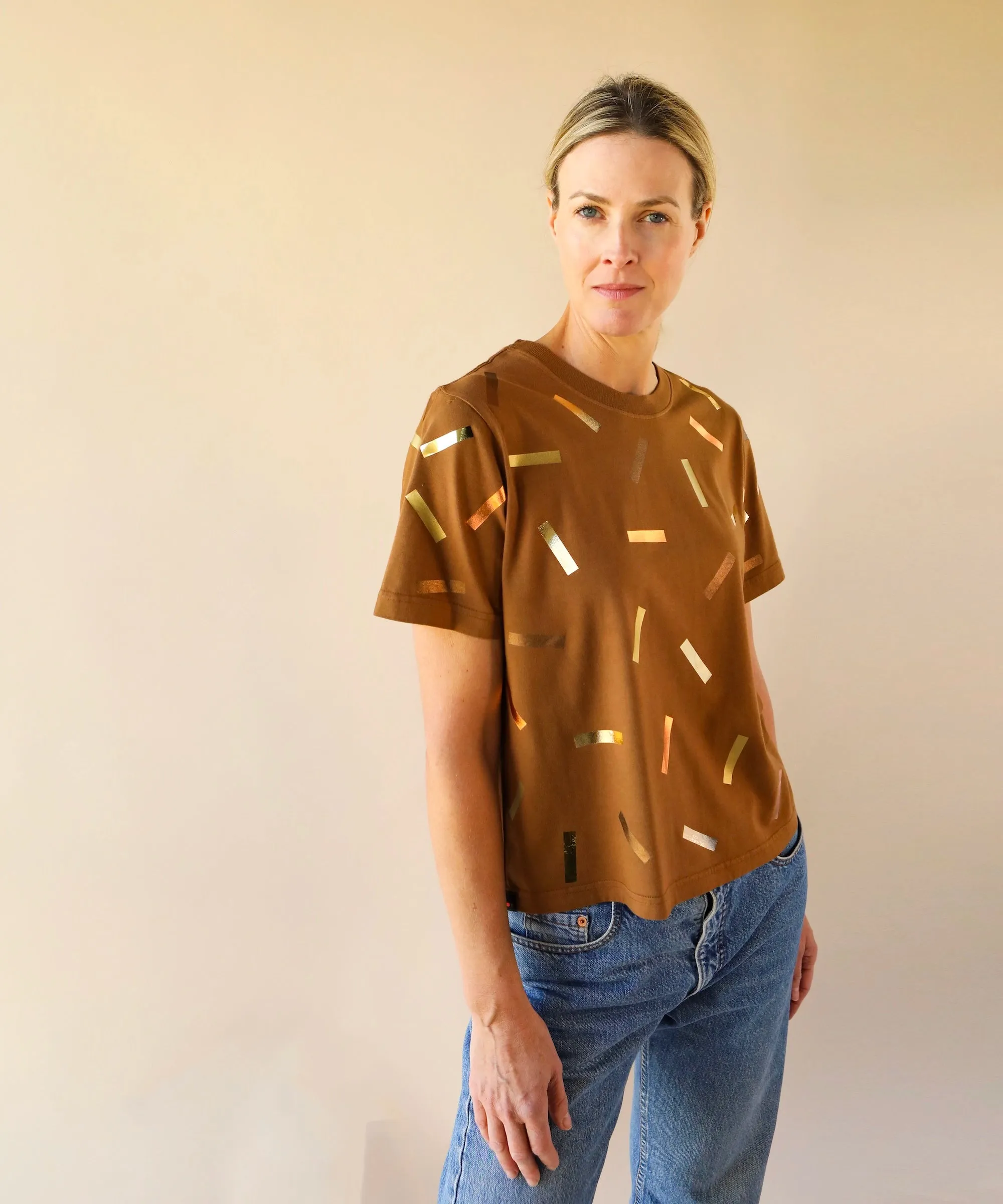 Confetti Boxy TShirt | Golden Sepia sold by OKAYOK product image thumbnail 2