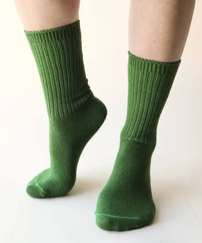Dyed Cotton Socks | Moss sold by OKAYOK