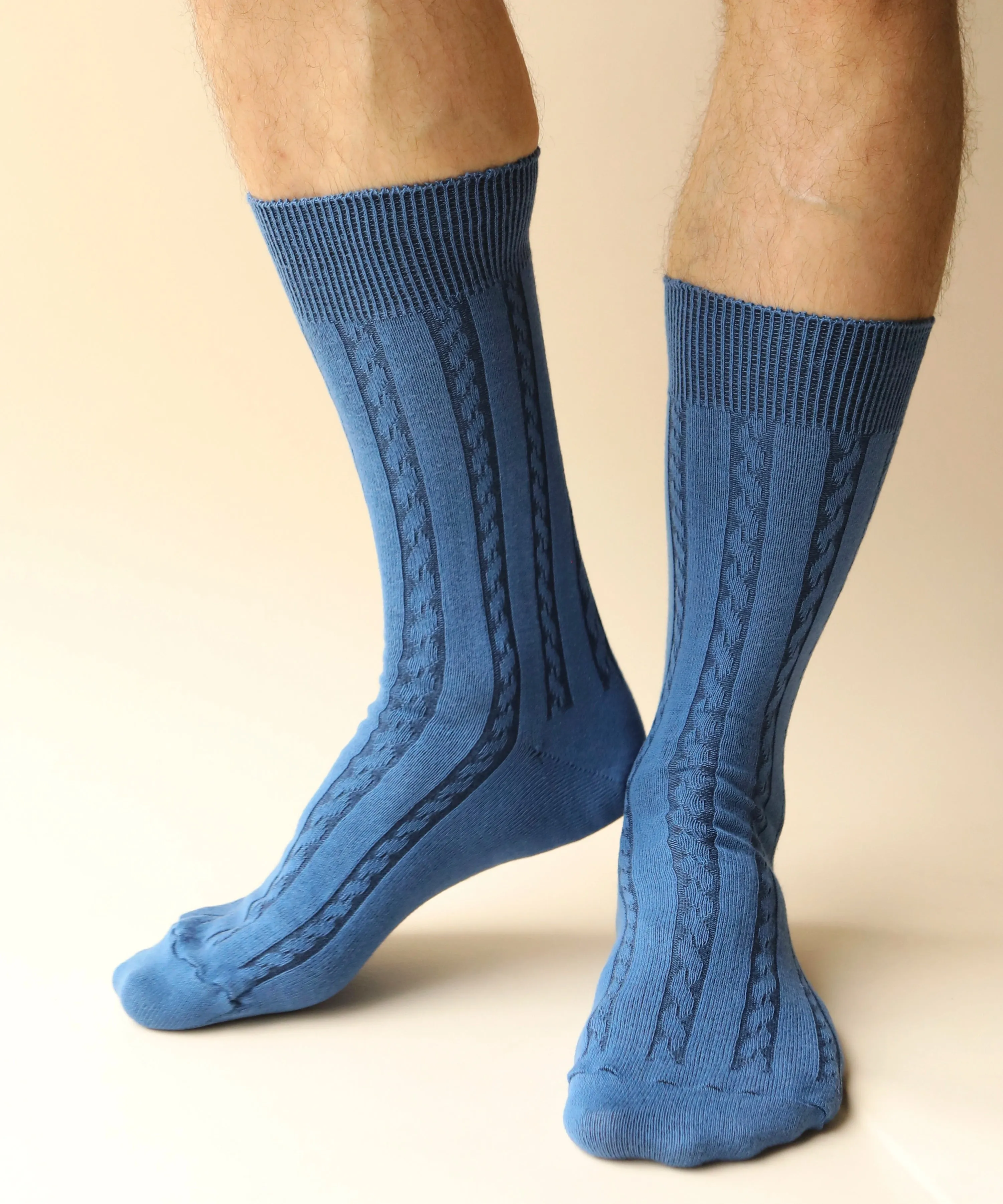 Cable Cotton Dress Socks | Horizon sold by OKAYOK