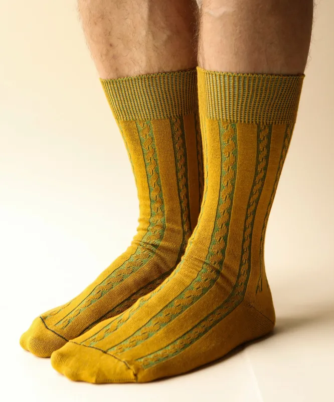 Cable Cotton Dress Socks | Dandelion sold by OKAYOK