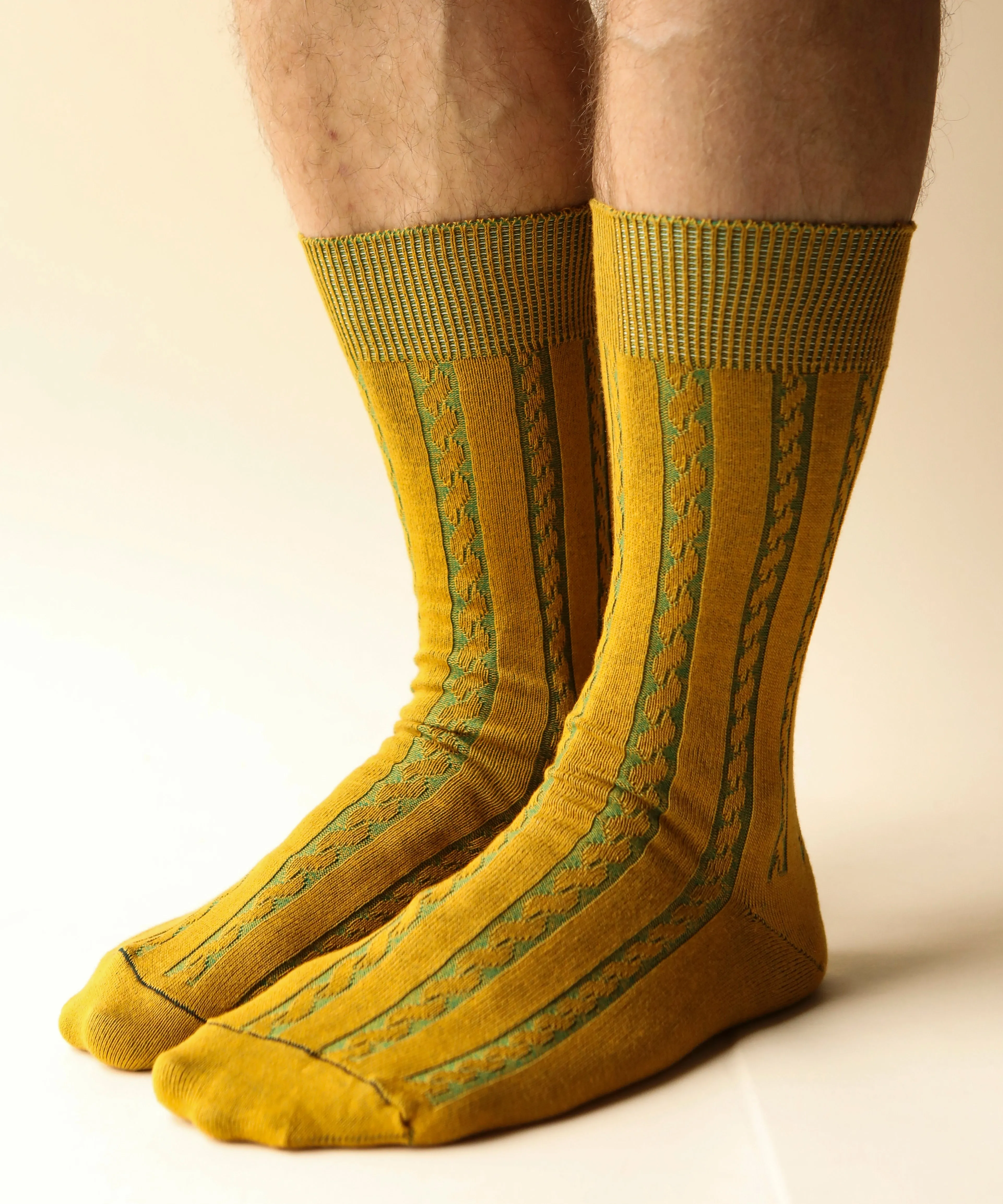 Cable Cotton Dress Socks | Dandelion sold by OKAYOK