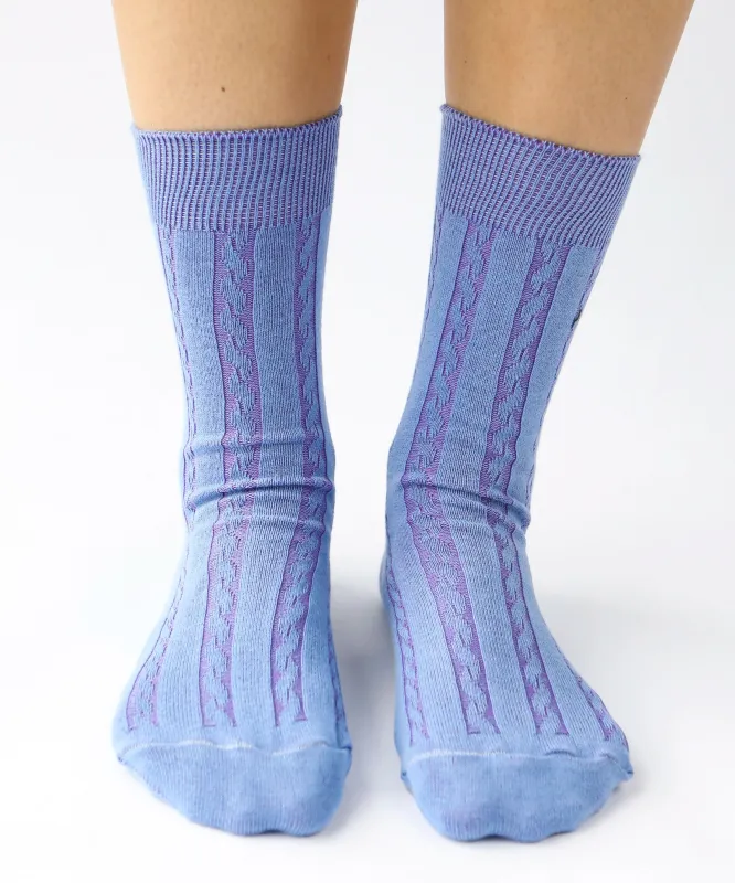 Cable Cotton Dress Socks | Bluebell sold by OKAYOK