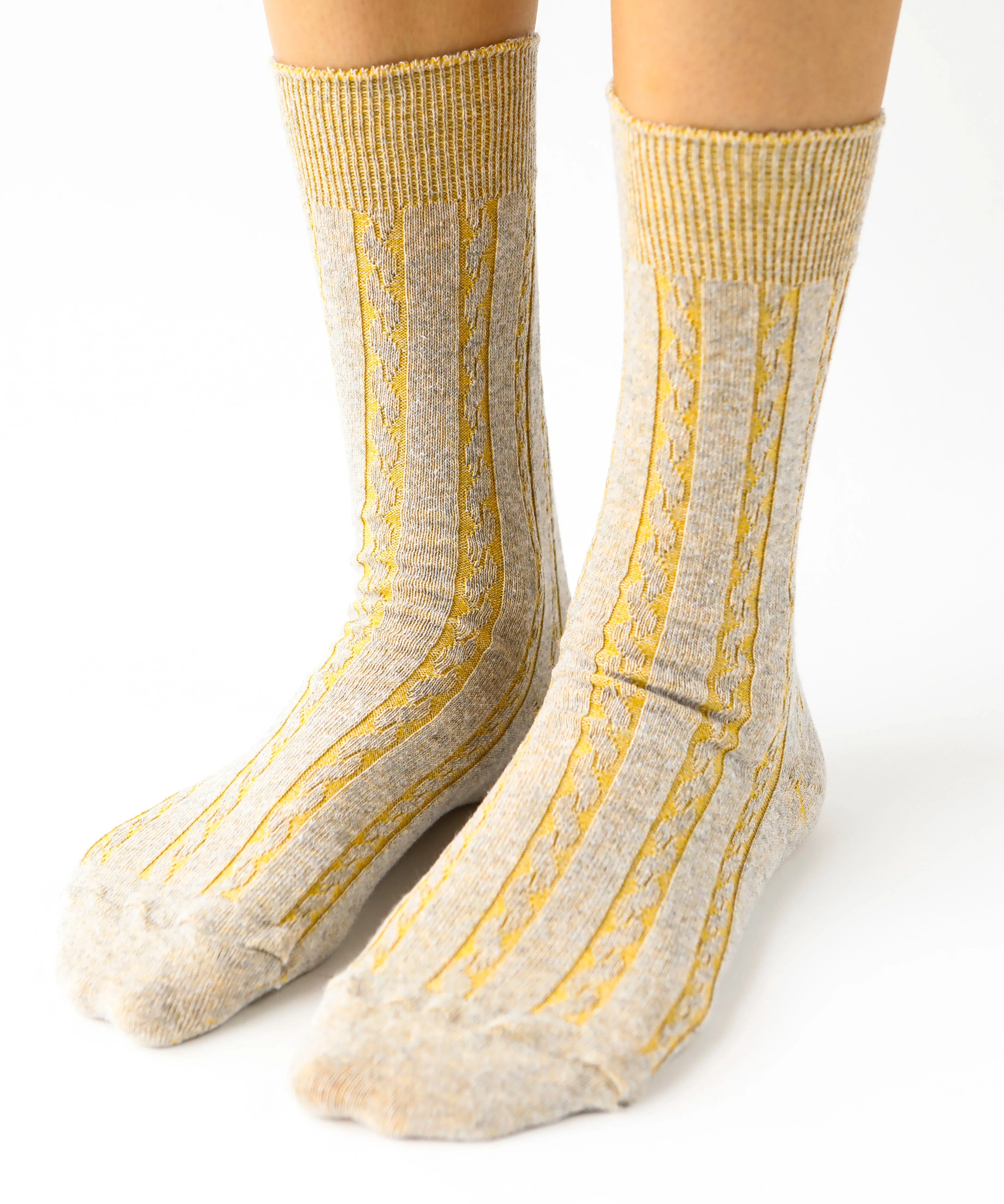 Cable Cotton Dress Socks | Golden Grey sold by OKAYOK product image thumbnail 5