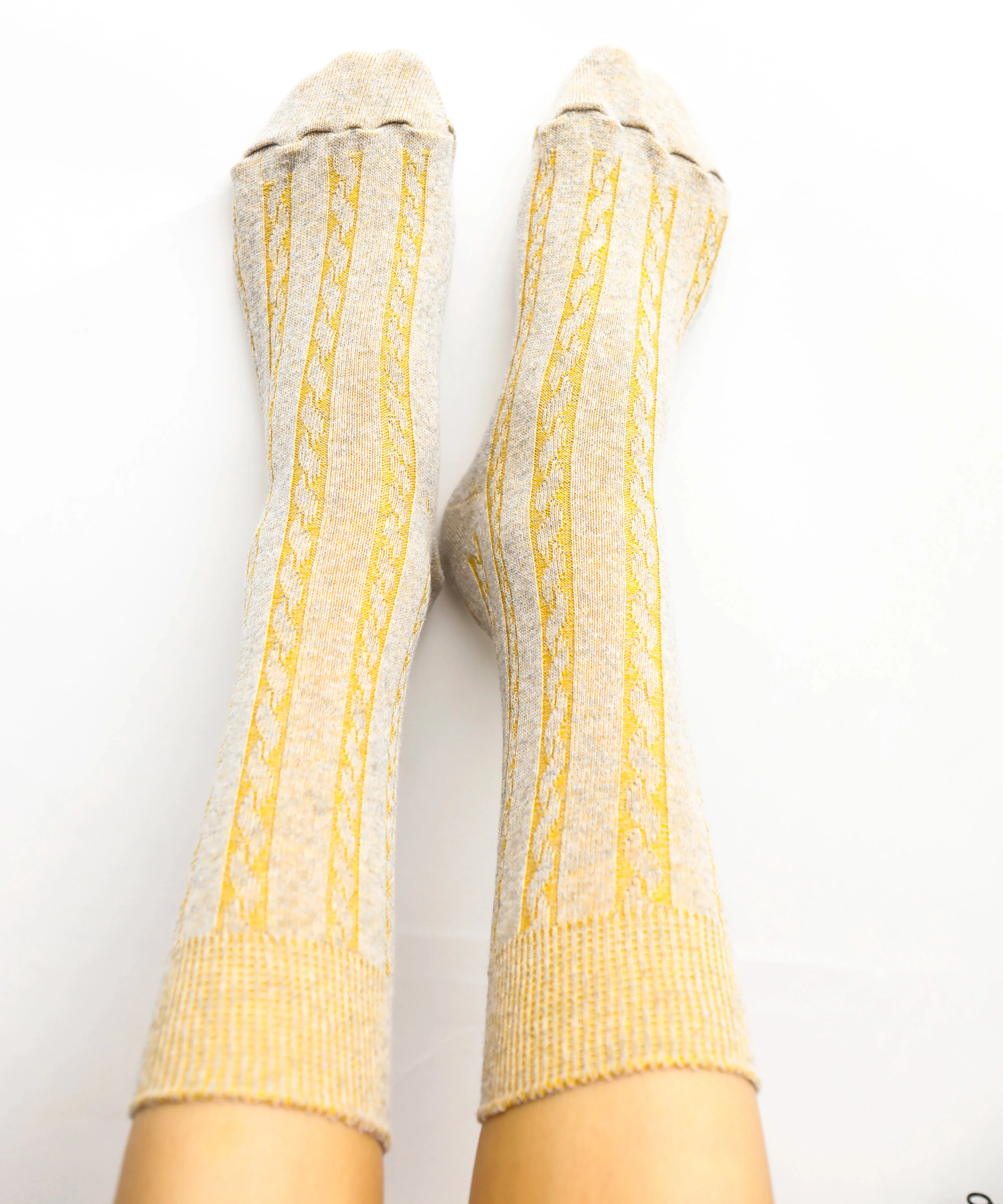 Cable Cotton Dress Socks | Golden Grey sold by OKAYOK product image thumbnail 2