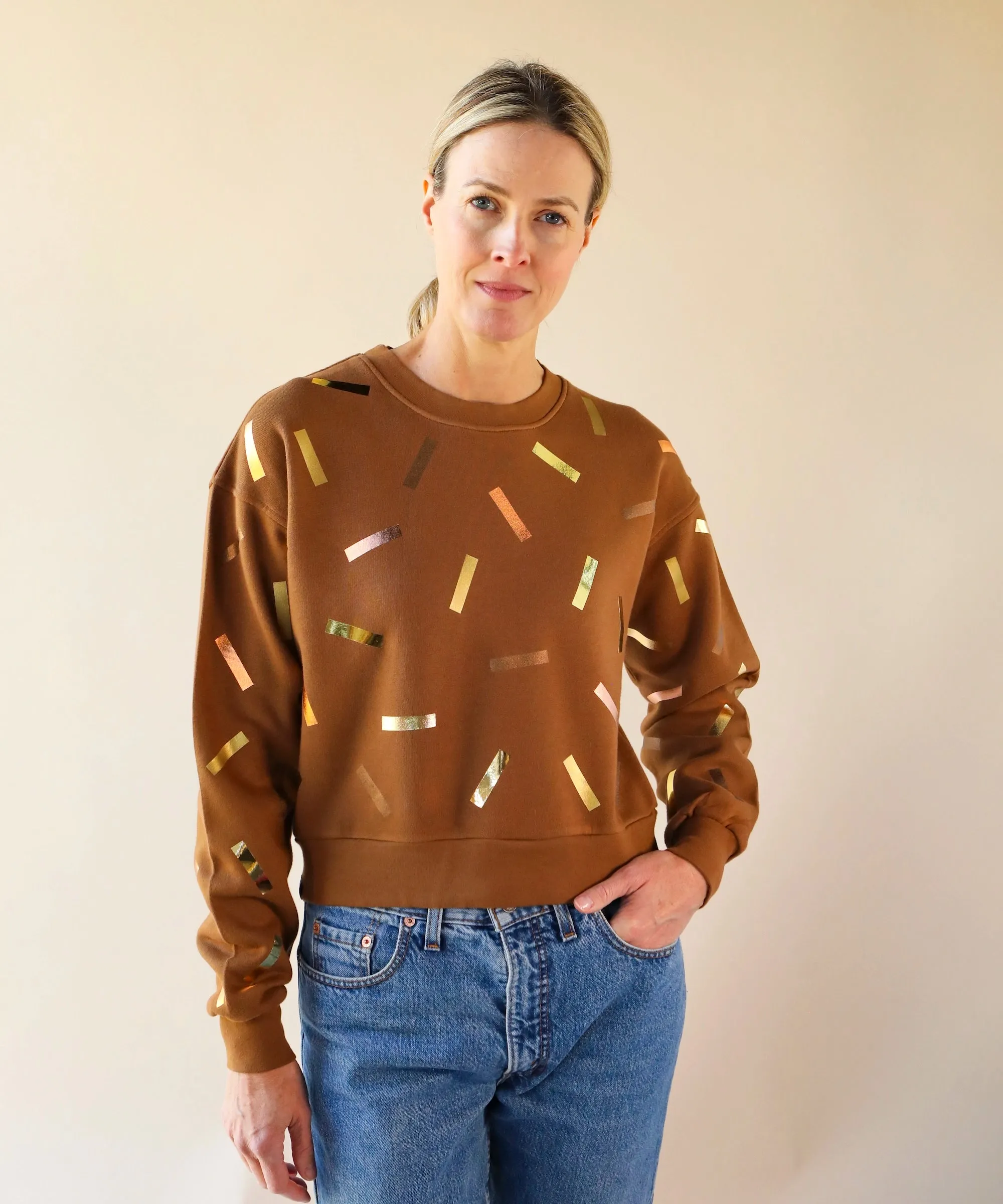 Confetti Laine Sweatshirt | Golden Sepia sold by OKAYOK