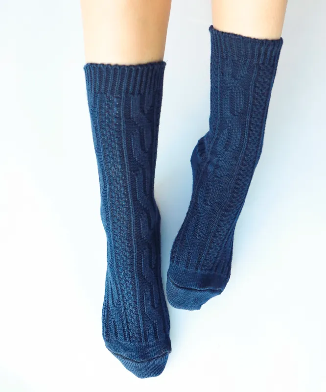 Jenny Crew Cotton Socks | Navy sold by OKAYOK