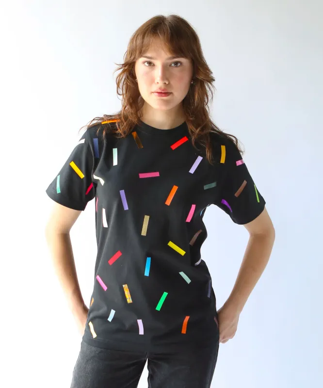 Confetti Unisex Cotton TShirt | Black sold by OKAYOK