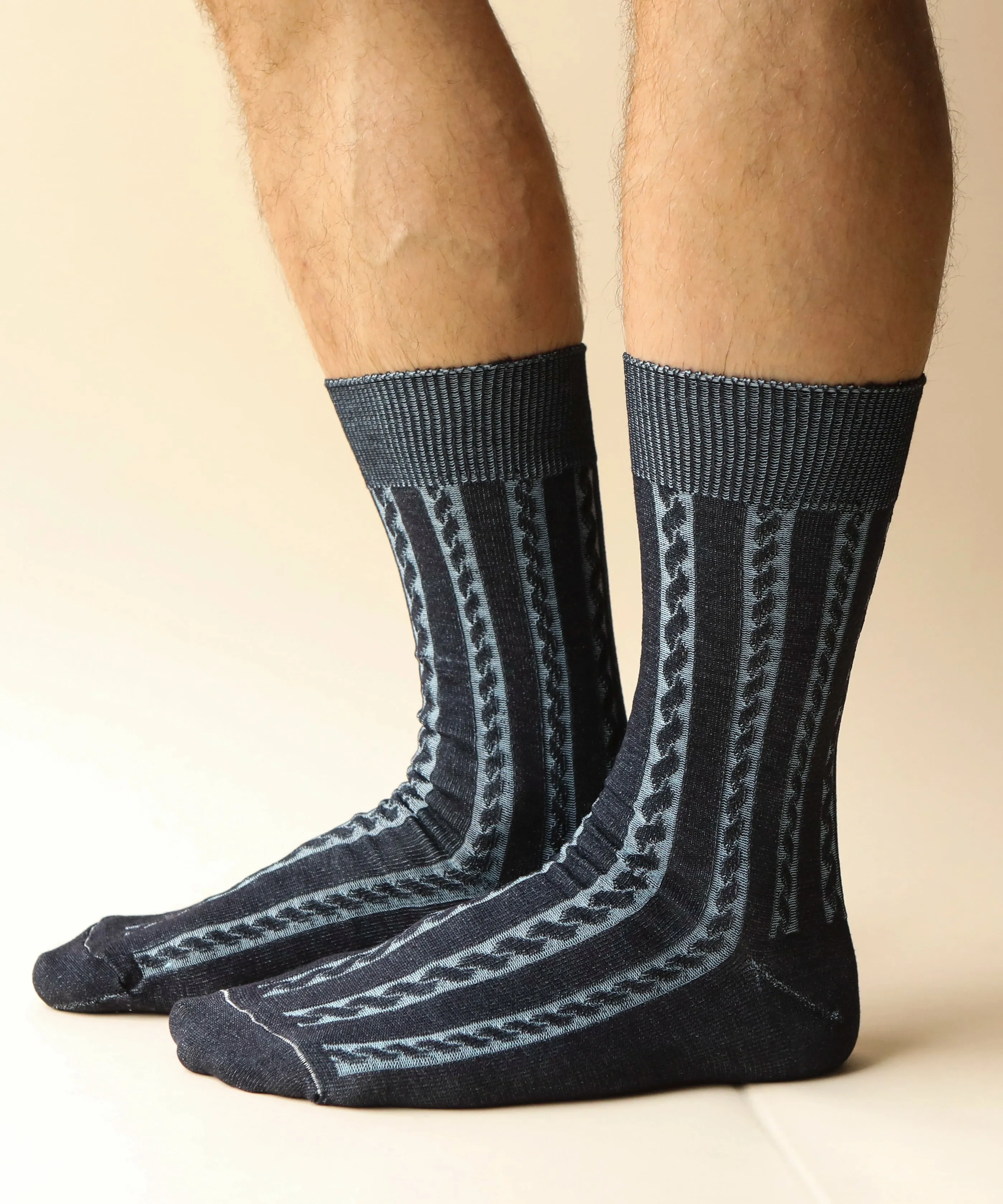 Cable Cotton Dress Socks | Navy sold by OKAYOK
