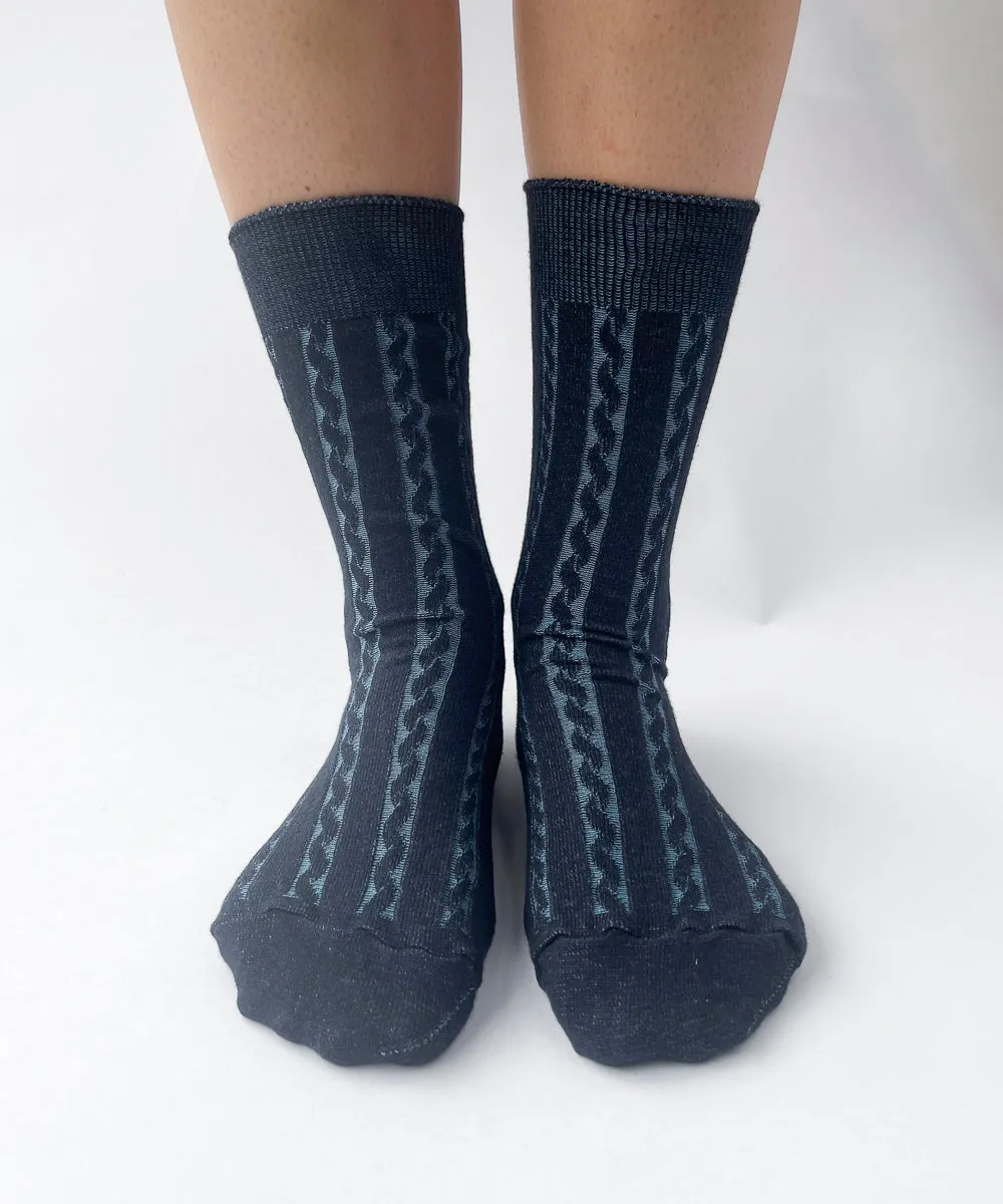 Cable Cotton Dress Socks | Navy sold by OKAYOK product image thumbnail 3